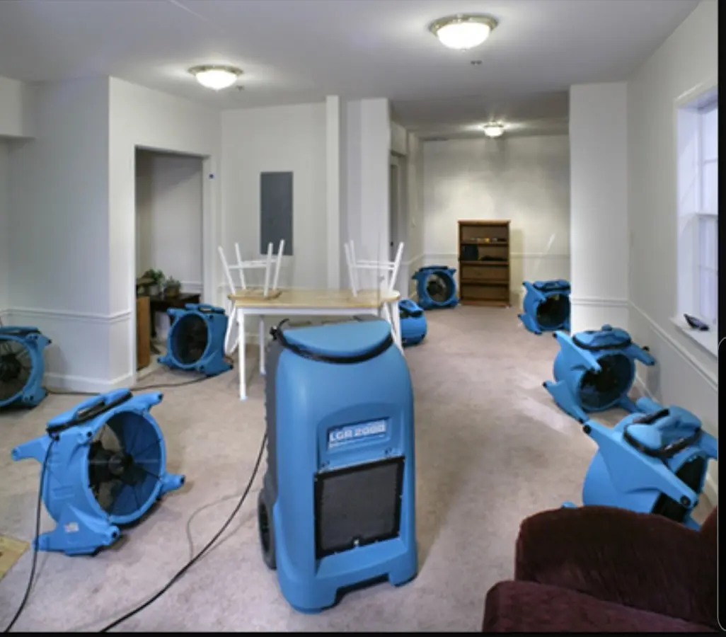 Air movers and dehumidifier setup for Water Extraction & Removal in Sandy Oaks